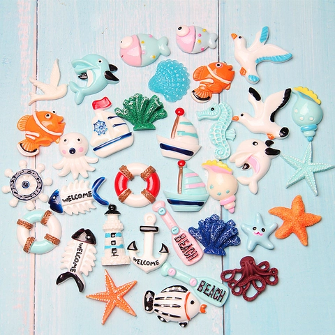 Ocean Theme Resin Accessories Starfish Shell Anchor Flatback Charms For DIY Phone Case Decor And Slime Fillers