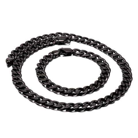 Collana E Bracciale A Maglia Cubana In Acciaio Inossidabile Lucido Stile Hip Hop Punk Gioielli Da Uomo