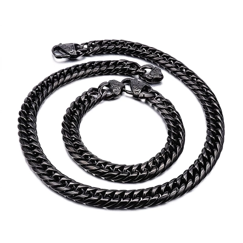 Heren Cubaanse Schakelketting Armband Roestvrij Staal Goud Zwart Verguld Grof Punk Mannelijk Accessoire