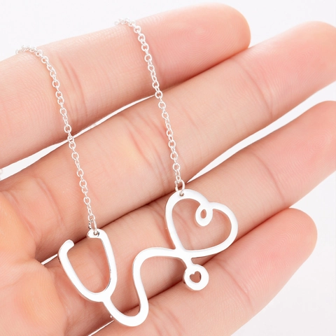 Stethoscoop Hart Hanger Ketting Roestvrij Staal Medisch Student Afstudeercadeau Sieraden Voor Arts Verpleegkundige