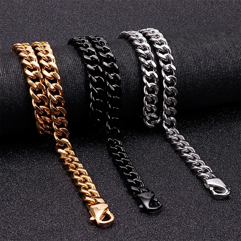 Collar De Cadena Cuban Link Acero Inoxidable Pulido Simple Moda Hip Hop Joyería Accesorios Para Hombre