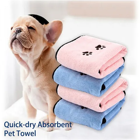 Serviette De Bain Pour Animaux En Microfibre Super Absorbante Séchage Rapide Épaissie Douce Chien Chat Avec Empreinte De Patte