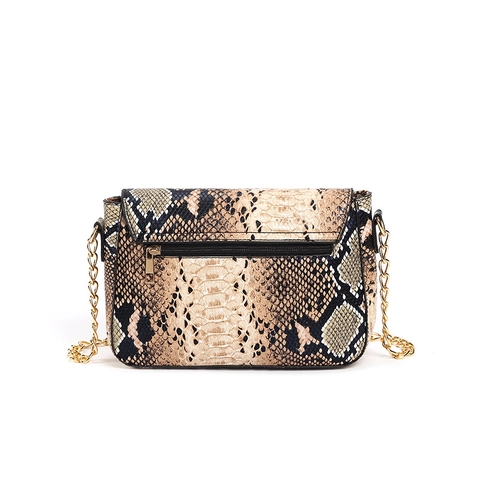 Shoulder Bag Snakeskin Pattern PU Leather Metal Chain Crossbody Handbag Vintage Flip Cover Square Small Trendy For Women