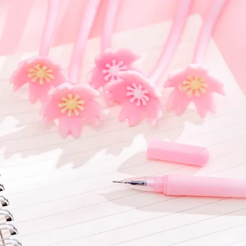 Penna Gel Fiore Di Ciliegio Carino Sakura Silicone Morbido Penne Scrittura Rosa Novità Cancelleria Estetica Ragazza Scuola Ufficio