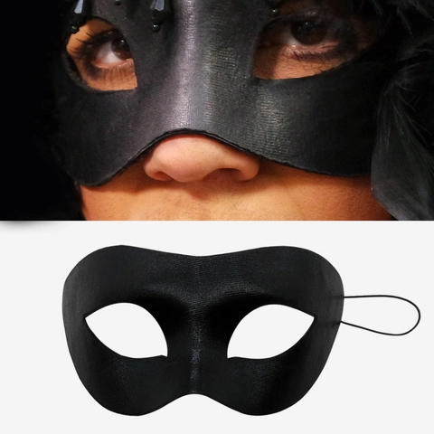 Maschera In PVC Nero Maschera Mezza Faccia Misteriosa Per Halloween Festa In Costume Accessori Cosplay Leggera Con Fascia Elastica
