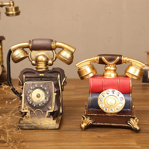 Vintage Drehscheibe Telefon Ornament Harz Modell Figur Tischdeko Für Zuhause Büro Bar Retro Nostalgische Requisite