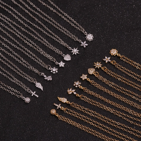 Collana Con Pendente In Rame E Zirconia Per Donna Elegante Cuore Stella Fiore Farfalla Gioielli Regalo Catena Sottile