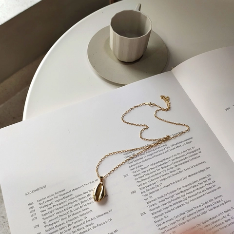 Collar De Plata De Ley 925 Colgante De Concha Chapado En Oro Minimalista Tema Océano Estilo INS Joyería Elegante