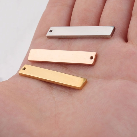 Colgante De Barra Rectangular De Acero Inoxidable 304 Pulido Espejo Etiqueta En Blanco Para Joyería DIY