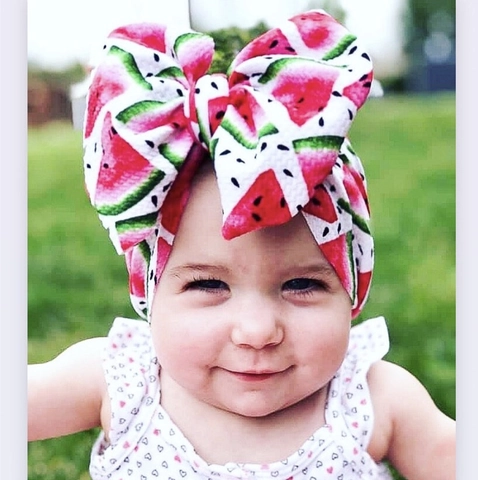 Baby Headband Large Bow Elastic Soft Fabric Hair Band Printed Floral Stripe Heart For Infant Toddler Newborn