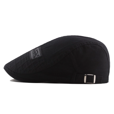 Men Vintage Cotton Beret Hat British Style Forward Cap With Embroidery Patch Adjustable Metal Buckle Casual Ivy Hat