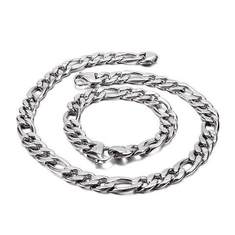 Collar Y Pulsera De Cadena Figaro De Acero Inoxidable 316L Joyas De Estilo Hip Hop Punk Minimalista Para Hombre