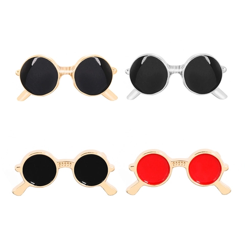 Retro Sunglasses Shape Alloy Enamel Brooch Badge Creative Round Frame Metal Pin For Suit Shirt Men Women Fashion Jewelry Accessory