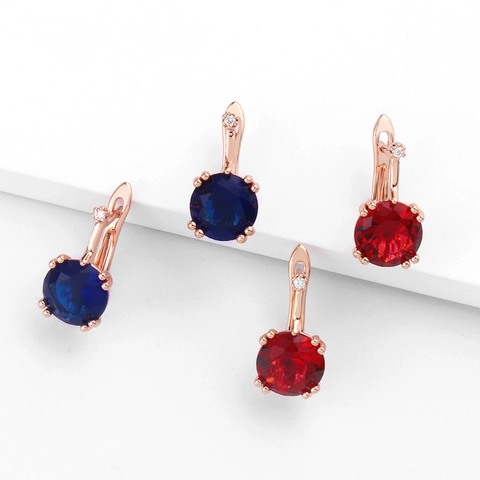 Alloy Rose Gold Plated Round Cut Zircon Drop Earrings Leverback Dangle Sweet Jewelry For Women Shiny Fashion Accessory