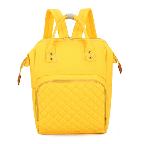 Multi Functional Diaper Backpack Waterproof Nylon Quilted Diamond Travel Bag Large Capacity For Baby Care