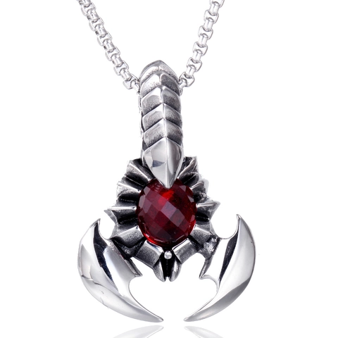 Collana Con Pendente A Scorpione In Acciaio Inossidabile Con Pietra Preziosa Sfaccettata Rossa Nera Gioielli Goth Punk Per Uomini