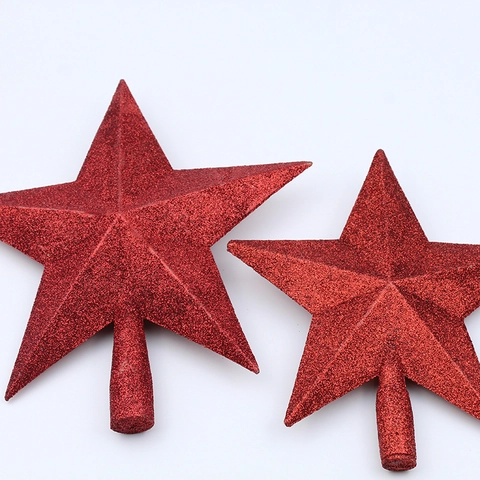 Puntale Per Albero Di Natale Stella Glitter Plastica Pentagramma Ornamento Decorazione Festiva Luccicante Addobbo 3D