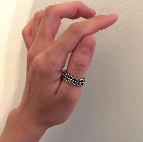 Anello In Argento Sterling 925 Vintage Per Donna Catena Intrecciata Anello Aperto Regolabile Gioielli Minimalisti