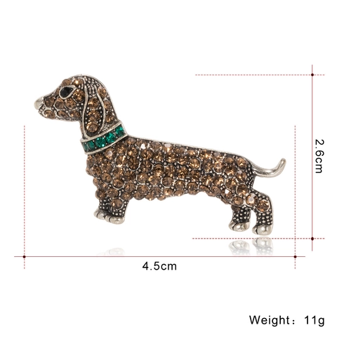 Vintage Dachshund Dog Animal Brooch Alloy Rhinestone Inlaid Fashion Lapel Pin For Women Men Jewelry Accessories