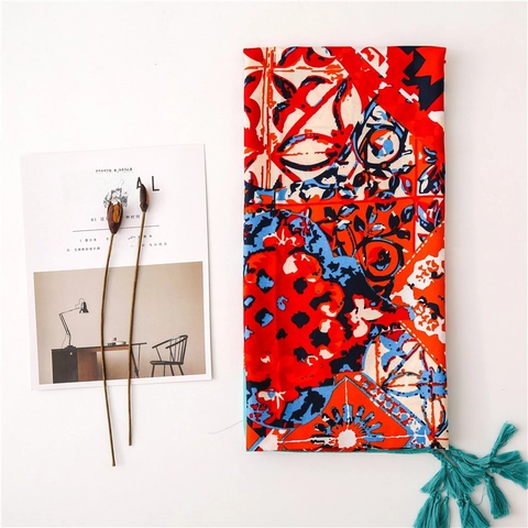Etnische Print Sjaal Omslagdoek Polyester Kwastjes Strand Zonbescherming Boho Voor Dames