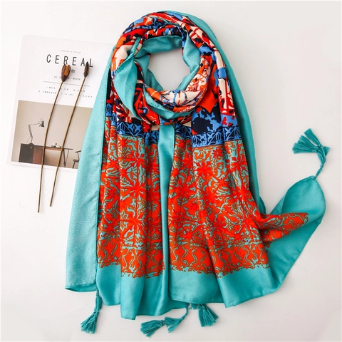Etnische Print Sjaal Omslagdoek Polyester Kwastjes Strand Zonbescherming Boho Voor Dames
