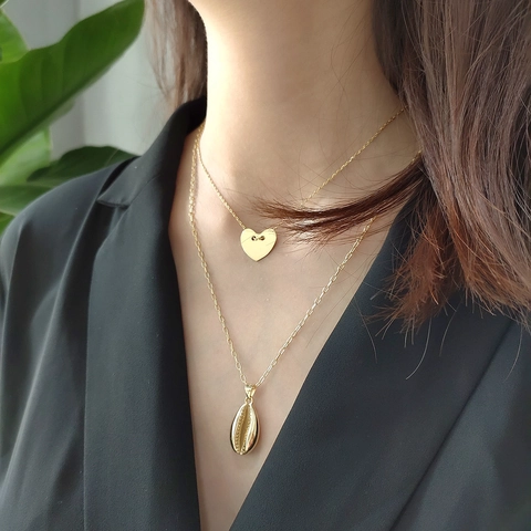 Collar De Plata De Ley 925 Colgante De Concha Chapado En Oro Minimalista Tema Océano Estilo INS Joyería Elegante