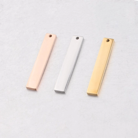 Colgante De Barra Rectangular De Acero Inoxidable 304 Pulido Espejo Etiqueta En Blanco Para Joyería DIY