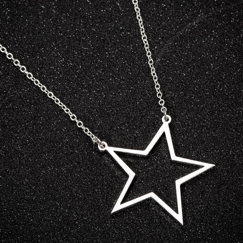 Collar Con Colgante De Estrella Hueca De Acero Inoxidable Joyería Minimalista Geométrica Para Mujer