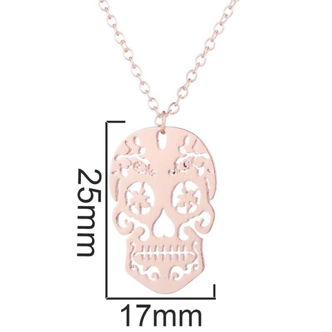 Schädel Anhänger Halskette Edelstahl Hohl Design Retro Gothic Mexikanischer Stil Schmuck Für Halloween Herren Damen