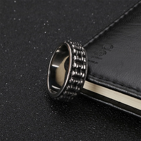Anillo Giratorio De Cadena Mecánica Para Hombre Acero Inoxidable 316L Estilo Biker Punk Retro Joyería Para Él