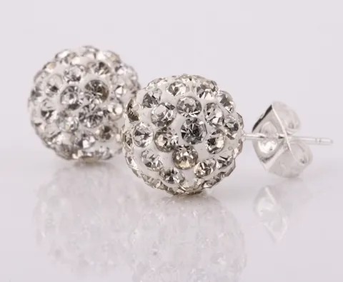 10mm Shamballa Stud Earrings For Women Full Rhinestone Disco Ball Earrings Polymer Clay Inlaid Jewelry Gift Multi Color Available