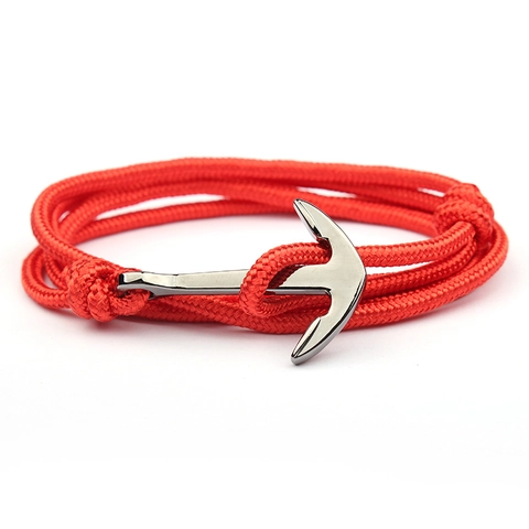 Bracciale Ancora Nautica Ciondolo In Lega Avvolgimento Multiplo Corda In Nylon Moda Stile Navigazione Gioielli Per Uomo E Donna