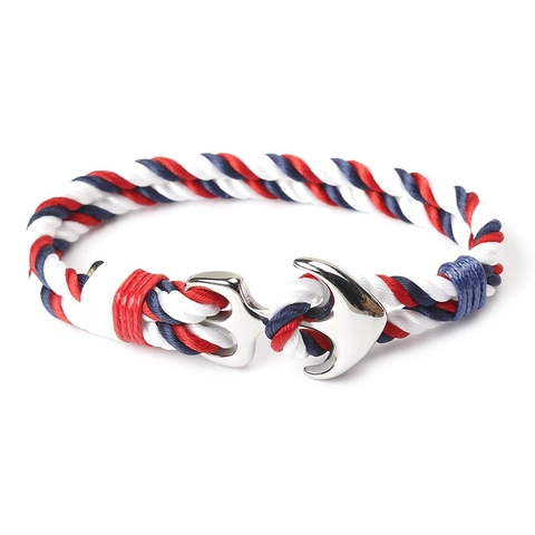 Nautische Anker Armband Roestvrij Staal Meerlaags Gevlochten Nylon Touw Viking Stijl Sieraden Voor Heren Dames Casual