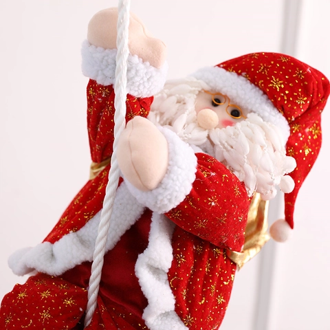 Babbo Natale Rampicante Decorazione Sospesa Peluche Velluto Paillettes Dorate Corda Bambola Albero Di Natale Finestra Casa Decorazione Festiva Novità