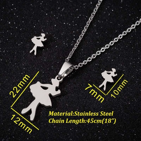 Collana E Orecchini A Lobo Con Silhouette Di Ballerina Gioielli In Acciaio Inossidabile Per Donne Ragazze Elegante