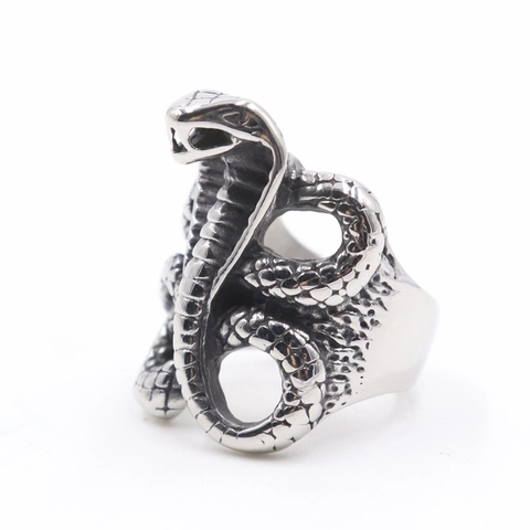 Anello Serpente Cobra Acciaio Inossidabile 316 Gotico Punk Retrò Gioielli Animali Stile Vintage Hydra Per Uomini Donne