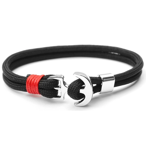 Woven Paracord Anchor Bracelet Nautical Alloy Metal Buckle Unisex Navy Style Adjustable Hand Jewelry