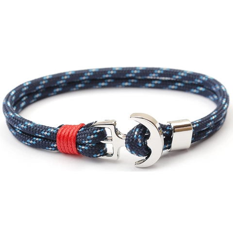 Woven Paracord Anchor Bracelet Nautical Alloy Metal Buckle Unisex Navy Style Adjustable Hand Jewelry