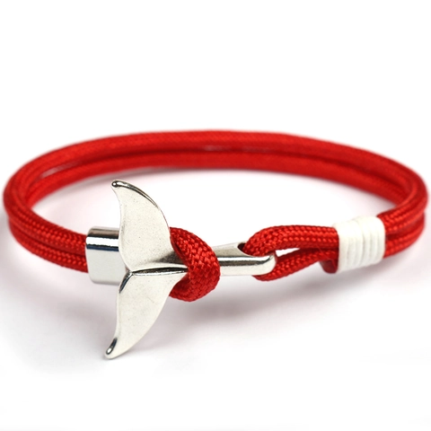 Whale Tail Bracelet Alloy Fish Tail Buckle Hand Woven Paracord Nautical Sailor Style For Men Women Couples