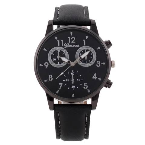 Fashion Quartz Watch For Men With Metal Case And Faux Leather Strap Three Decorative Sub Dials Business Casual Analog Wristwatch