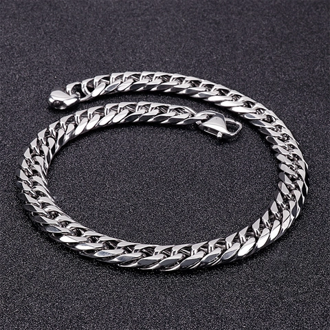 Collana Da Uomo In Acciaio Inossidabile 316L Lucidato Catena A Maglia Cubana Stile Hip Hop Punk Gioielli Argentati