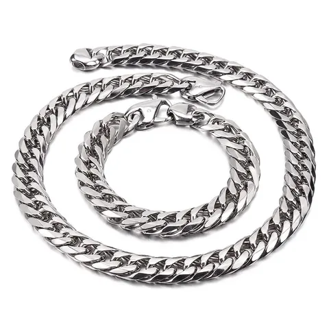 Collana Da Uomo In Acciaio Inossidabile 316L Lucidato Catena A Maglia Cubana Stile Hip Hop Punk Gioielli Argentati