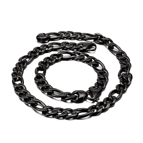 Collar Y Pulsera De Cadena Figaro De Acero Inoxidable 316L Joyas De Estilo Hip Hop Punk Minimalista Para Hombre