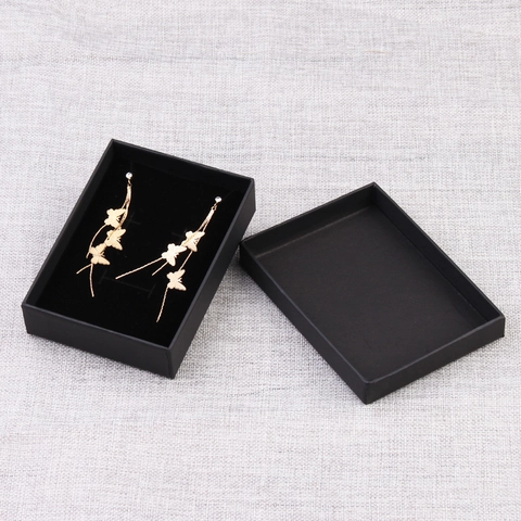 Sieraden Cadeauverpakking Kraftpapier Rechthoek Vierkant Ketting Ring Oorbel Opslag Verpakking Case Retro Zwart Bruin Organizer