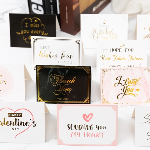 Elegantes Tarjetas De Felicitación Papel De Oro Estampado En Caliente Cartón Para Cumpleaños San Valentín Boda Negocios Gracias Bendiciones