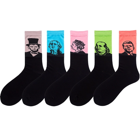 Neuheit Crew Socken Baumwollmischung Berühmtes Charakterporträt Künstlerisch Modisch Atmungsaktiv Freizeit Unisex