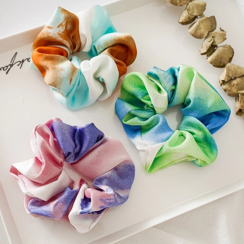 Oversized Satin Tie Dye Scrunchies Große Farbverlauf Haargummis Elastische Seidige Stoff Haaraccessoires Für Frauen Mädchen
