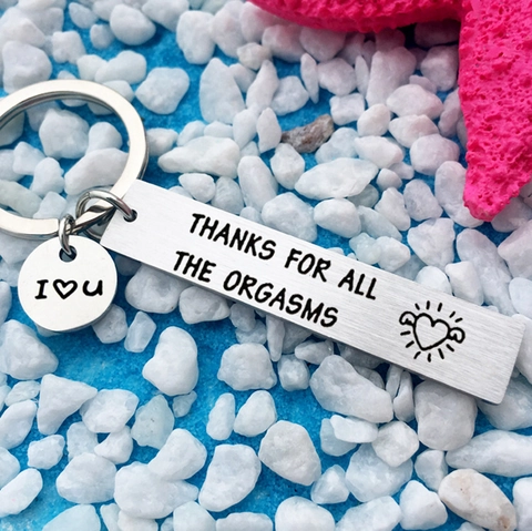 Stainless Steel Keychain Engraved Funny Humorous Heart Wing Tag Couples Gift Anniversary Boyfriend Girlfriend Keyring Accessory