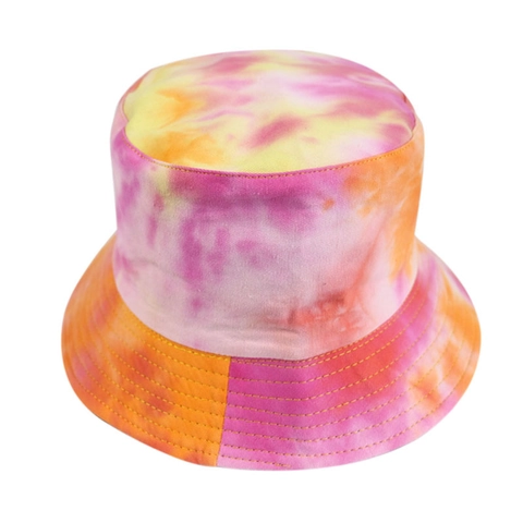 Tie Dye Bucket Hat Reversible Polyester Sun Protection Summer Fashion Streetwear For Unisex