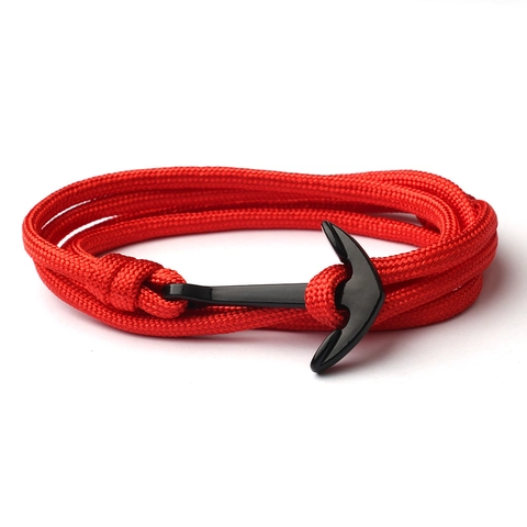 Bracelet Charme Ancre Nautique Multi Enveloppement Corde Nylon Tissée Main Bijoux Mode Pour Hommes Et Femmes